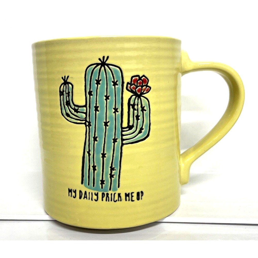 "My Daily Prick Me Up" Prima Design Ceramic Coffee/Tea Mug Cactus ~ Yellow